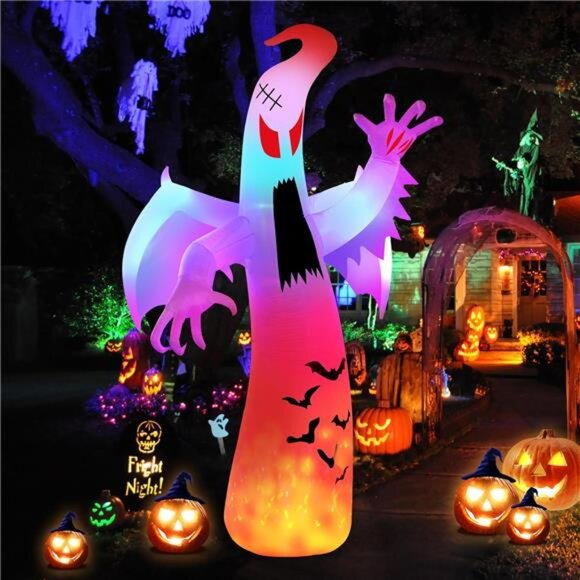 12FT Halloween Inflatables Giant Ghost with Wings Outdoor...